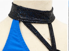 Load image into Gallery viewer, Electric Blue Fringe Two-Piece Dance Costume – Youth Medium