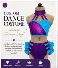 Load image into Gallery viewer, Custom Two-Piece Dance Costume – Sparkle Performance Set

