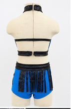 Load image into Gallery viewer, Electric Blue Fringe Two-Piece Dance Costume – Youth Medium
