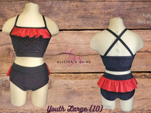 Load image into Gallery viewer, Youth Large Red and Velvet cut out 2 piece
